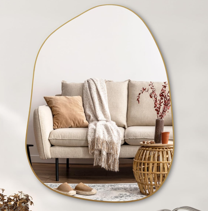 Large Asymmetrical Gold Mirror — Bohemian Style